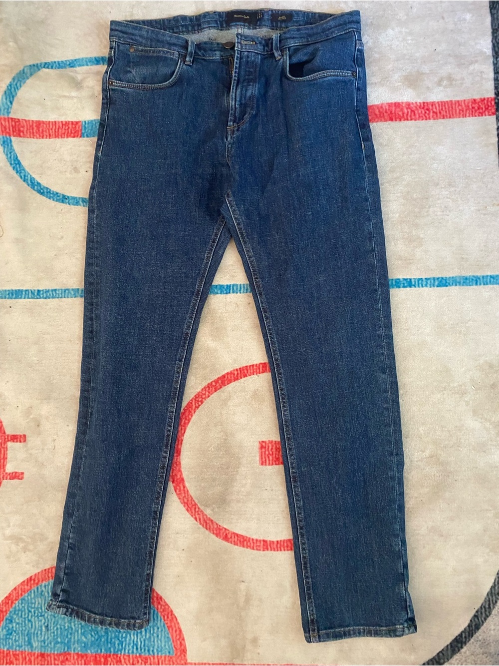 Massimo Dutti Men's Slim Straight Dark Blue Jeans